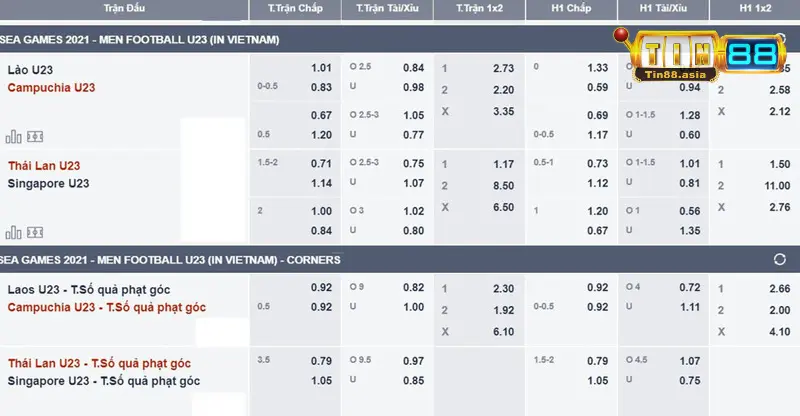 Truy cập bảng kèo hệ thống và chọn trận muốn chơi